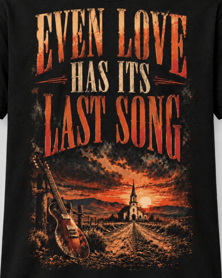 Acercamiento del estampado western con texto y atardecer